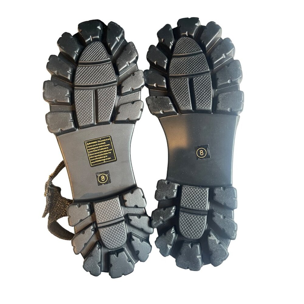 New Cape Robbin Modestia Chunky Black Woven Strap Sandals Women's Size 8 - Picture 6 of 9